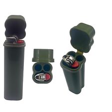 2x Bic Lighter Case Waterproof SmellProof  Lighter Case  Green Military 2 PCS picture
