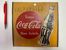 Coke VALPARAISO CHILE 1960s Original Vintage Drink Coca Cola Sign Metal 9 Inch picture