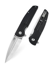 Bestech Fin Folding Knife Black G10 Handle 14C28N Plain Edge Satin BG34A-1 picture