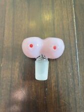 14MM Pink Thick Quality Glass Boob Breast Double Bowl Head Piece Slide Holder picture