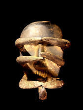 African antiques tribal Face vintage Wood Carved Hanging War We Guere mask-6515 picture