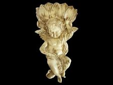 Vintage Dickson Cherub Wall Pocket Victorian Style Gold Brushed Handpainted  picture