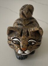 Artesania Rinconada Tabby Cat/Kittie Marked Hand Carved Figurine Uruguay Brown picture