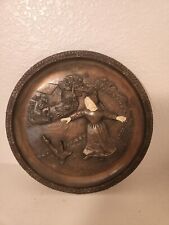 VINTAGE FIRST EDITION UNCERTAIN BEGINNING BRONZE ALLOY INCOLAY PLATE NO. 01367 picture