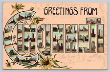 Cincinnati Ohio, Large Letter Greetings, Art Nouveau, Vintage Postcard picture