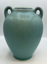 Rookwood Matte Aqua Glaze Pottery Vase Circa 1924 Approx 9” Tall Double Handled picture