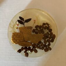 Vintage Mid Century Lucite Resin Round Trivet Baskets With Coffee Beans picture