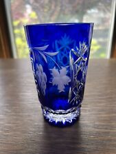 Nachtmann Traube Crystal Highball Glass COBALT Cut to Clear German Vintage picture