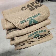 Lot of 5 Cafe's Do Brasil Burlap Coffee Bean Bag Large Sack Jute Upcycle Decor picture