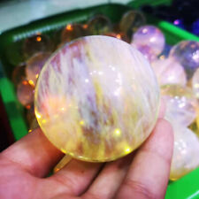 50mm+ Yellow Smelting Stone Quartz Sphere Crystal Energy Ball Reiki Healing Gem picture