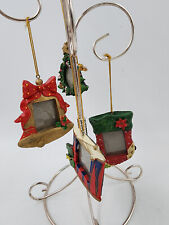 Christmas Ornament Mini Photo Frames Set of 4 VTG 3.5