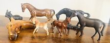 Horse Figurines Set Of 7 Porcelain Metal  picture
