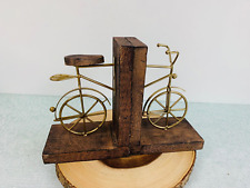 WOOD AND METAL BICYCLE DESIGN BOOKENDS picture