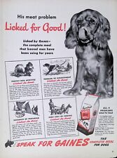Vintage Print Ad 1944 Gaines Dog Food Meal Cocker Spaniel Licked Good picture