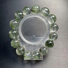 14mm Natural Large Particles Clear Green Phantom Ghost Quartz Crystal Bracelet picture
