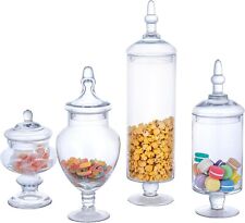 MyGift Set of 4 Large Classic Clear Glass Candy Buffet Apothecary Jars with Lids picture