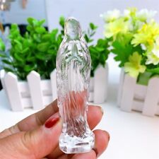 9cm Natural Clear Quartz Virgin Mary Crystal Polished Healing Statue Gift 1pc picture