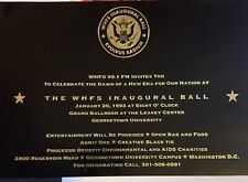 WHFS Inaguaral ball invite 1993 american history HIV Clinton white house invites picture