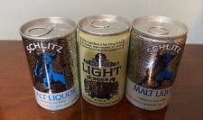 SCHLITZ Malt Liquor 1973 AND 1975 AND SCHLITZ LIGHT EMPTY BEER CANS 8 OZ VINTAGE picture