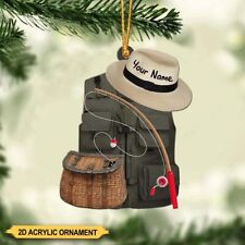 Personalized Fishing Vest with Hat Ornament For Fishing Lovers  Xmas Gifts for F picture