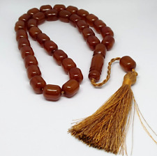 Old Natural Baltic Amber Islamic Prayer butterscotch 34 Beads Rosary pressed 83g picture