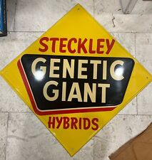 Vintage STECKLEY GENETIC GIANT HYBRIDS Seed Sign NOS Original Embossed 34x34 picture