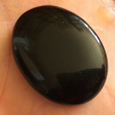 Natural Black Tourmaline Palm Stone Rock Crystal Healing Reiki Polished Worry St picture