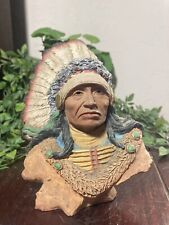 VTG Native American Chief Sculpture 7” X 6” picture