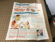 original fold out brochure BABY POSTER -- 1958 Swift's baby food VEAL, BEEF  picture