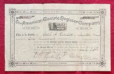 THE AMERICAN ELECTRIC REGISTER COMPANY - PORTLAND MAINE - 1890 STOCK CERTIFICATE picture