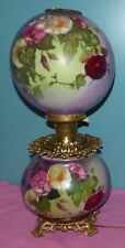 Beautiful Vintage GWTW Painted Floral Electric Table Lamp, Bright Colors Purple picture