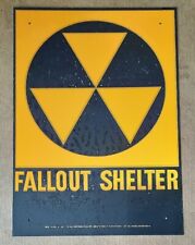 Vtg Original Fallout Shelter Sign NOS, New old Stock with AGE SPOTS, IMPERFECT  picture