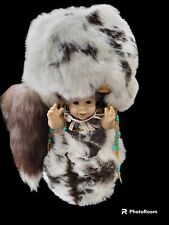 Rare North American Native Doll - Papoose board on back - wrapped in fur picture