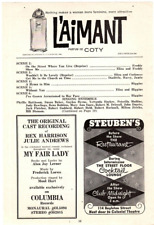 1961 Print Ad  Coty L'Aimant Parfum/Steuben's Resturant Boston/Recording My Fair picture
