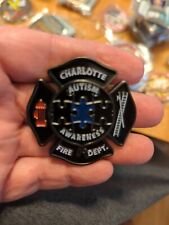Charlotte Fire Challenge Coin Autism Awareness Dept Engine Ladder Hook picture