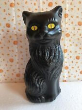 Blow Mold Halloween Black Cat Decoration Yellow Eyes Union Products  11” picture