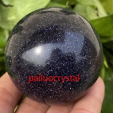 1pc 170g+ blue Gold Sand Ball Quartz Crystal Sphere Reiki Healing Gem 50mm+ picture