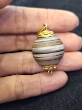 Antique Old Agate Stunning Band  bead  Gold Silver Capped Pendant picture