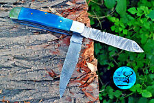 CUSTOM HANDMADE FORGED DAMASCUS STEEL TRAPPER FOLDING POCKET KNIFE EDC 692 picture