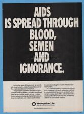 1987 Aids is spread through blood semen and ingnorance Metropolitian Life Ins ad picture