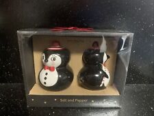 New Johanna Parker Carnival Cottage Penguin Christmas Salt and Pepper Shakers picture