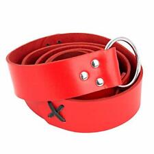 O Ring Medieval Red Leather Viking Belt SCA LARP Renaissance Costume Belt 70
