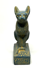 Egyptian Antiques Basted Cat Goddess Statue Egypt Pharaoh Carved Blue Stone picture
