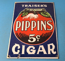 Vintage Tobacco Porcelain Sign - Traisers Pippins Cigars Gas Service Pump Sign picture