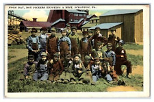 RARE NOON DAY, BOY PICKERS ENJOYING A REST SCRANTON PA * COAL MINING child labor picture