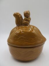 AWESOME MCM Vintage Squirrel on a Nut Ceramic Cookie Candy Jar with Lid Walnut picture