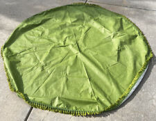 Vintage Green Vinyl Round Table Cloth Fringe 68” picture