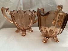 Vintage Heisey Pink Depression Glass Footed Cream and Sugar Set picture