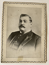 Antique Photo Heavy Set Man Mustache Cabinet Card Suit 1900's picture