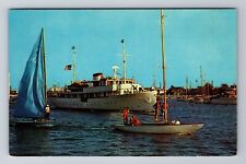 Newport Harbor CA-California, Excursion Ship, Sailboats Antique Vintage Postcard picture